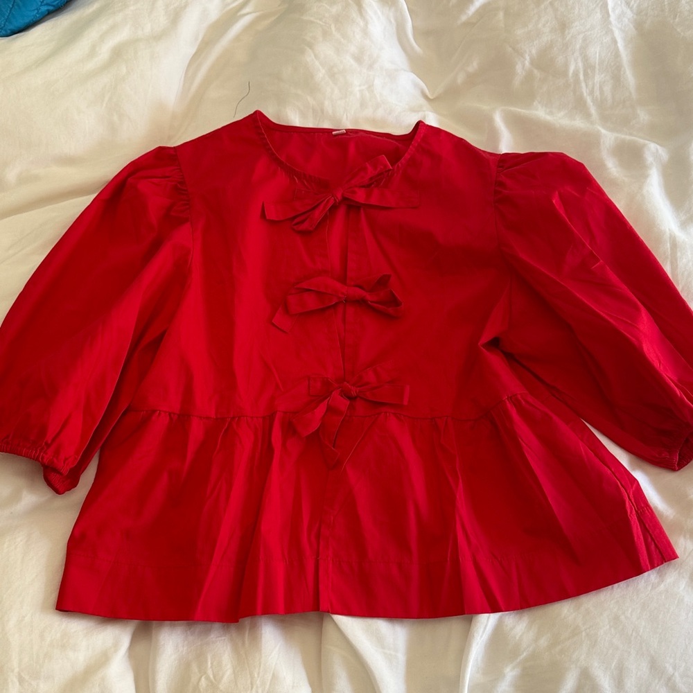 Amazon Vibrant Red Blouse with Bow Details